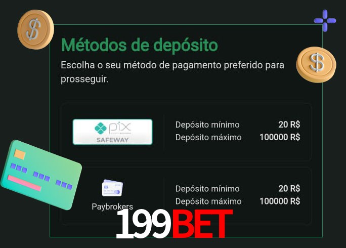 O cassino 199Bet oferece uma grande variedade de métodos de pagamento